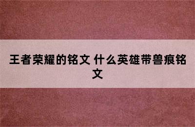 王者荣耀的铭文 什么英雄带兽痕铭文